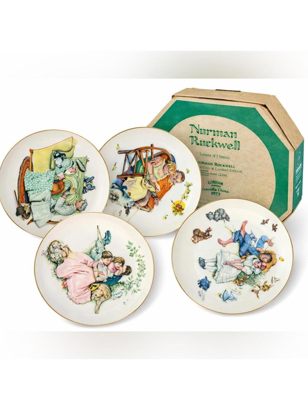 Vintage‎ 1973 Norman Rockwell collector plate set by Gorham Fine China
